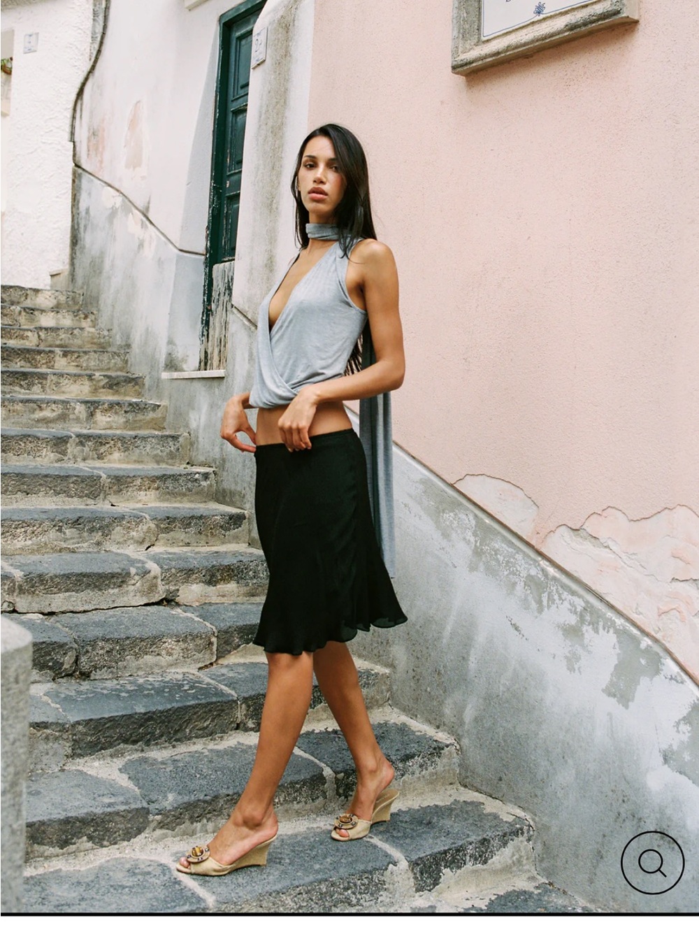 With Jean Black A-Line Midi Skirt